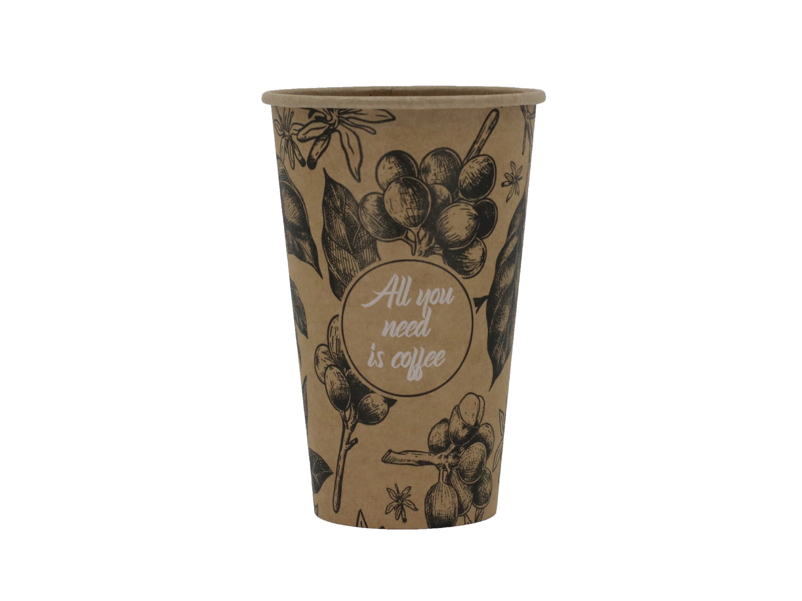 Kubek papierowy do kawy, herbaty KRAFT brązowy 250 ml 100 szt ALL YOU NEED IS COFFEE