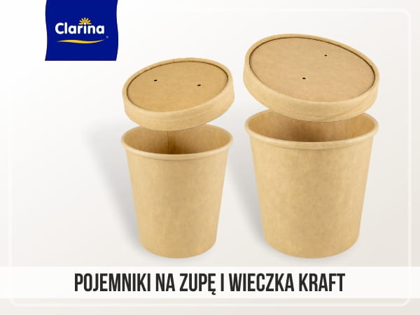 Pojemnik na zupę lub ramen papierowy kraft  26OZ 750 ml 50 SZT (WIECZKO OSOBNO)